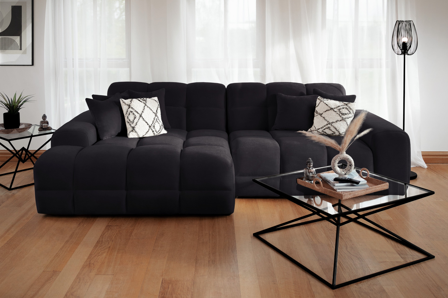Jacob Sofa Black Left Hand Facing Corner